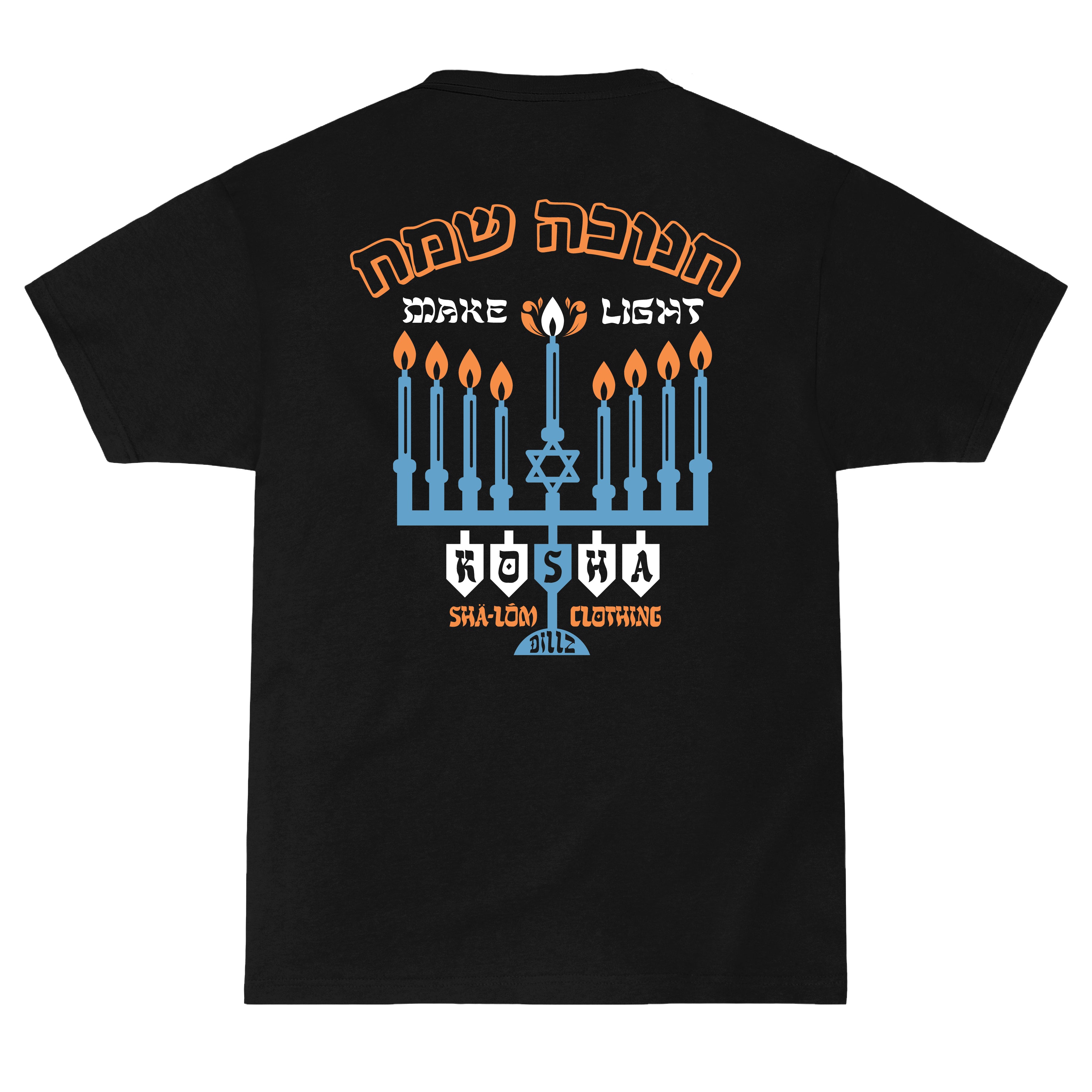 KOSHA DILLZ X SHALOM HAPPY CHANUKAH TEE BLACK
