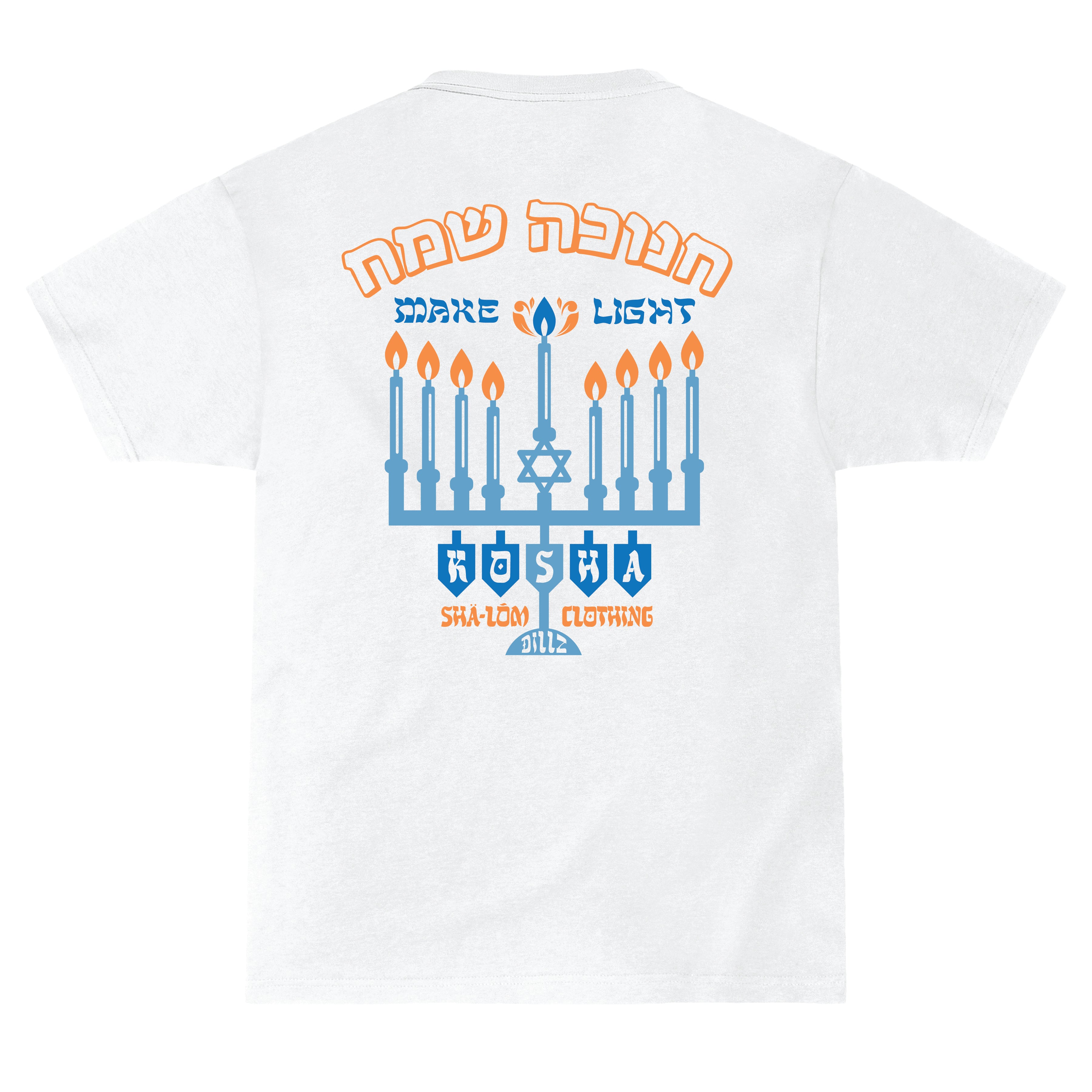 KOSHA DILLZ X SHALOM HAPPY CHANUKAH TEE WHITE