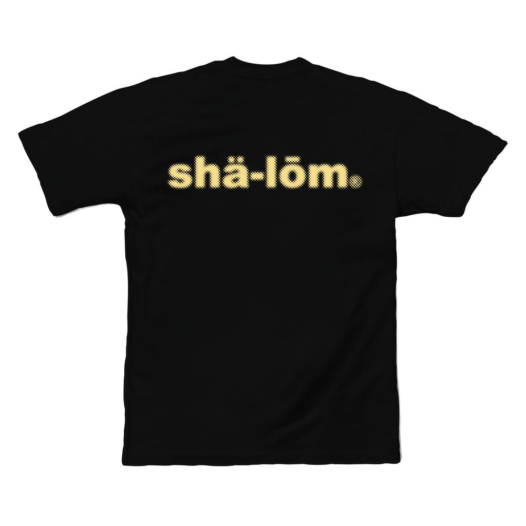 This is our main logo done with a blur effect. 100% Cotton Tee with a small left chest of the Shalom Blur on the front, and big Shalom Blur on the back. Hand screen printed in Santa Cruz CA with eco friendly water base inks. Custom shalom definition neck tag and shalom definition woven label sewn on the bottom left corner. Wear this garment in peace. Shalom Peace Every-Wear. 