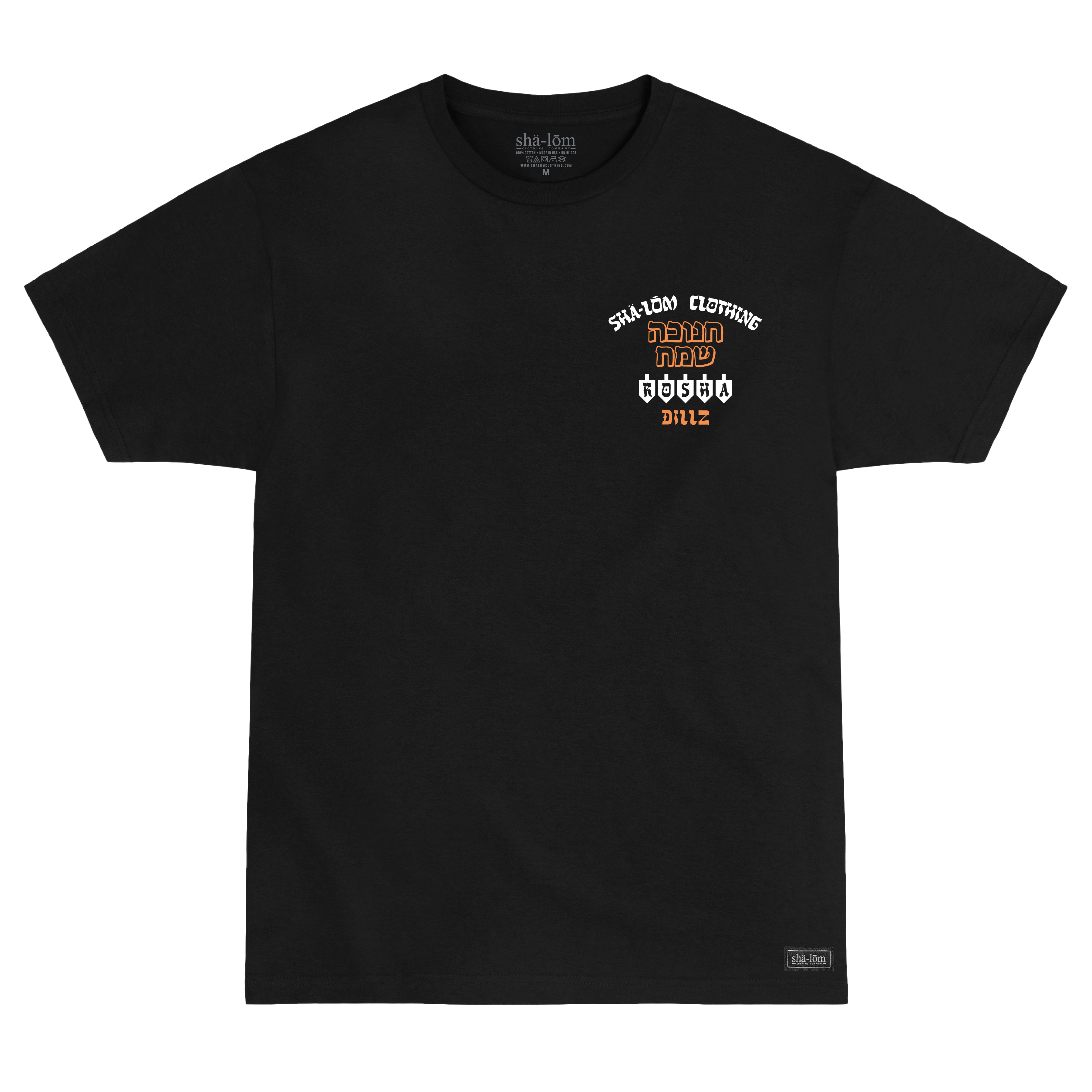 KOSHA DILLZ X SHALOM HAPPY CHANUKAH TEE BLACK