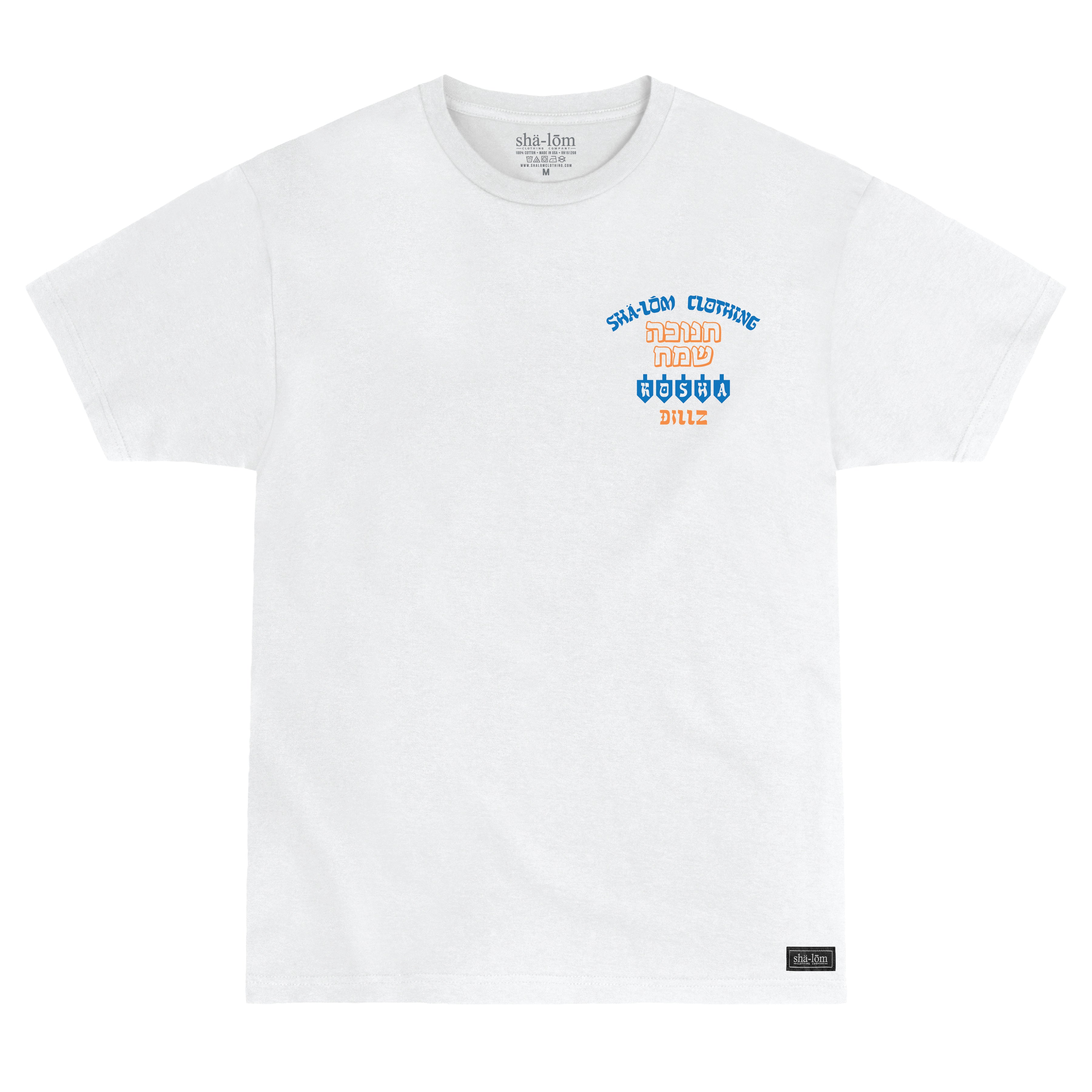 KOSHA DILLZ X SHALOM HAPPY CHANUKAH TEE WHITE