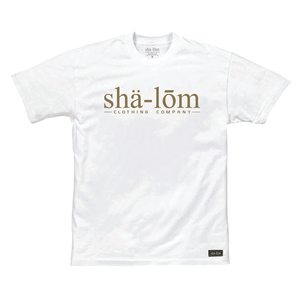This is our main TRADEMARKED type face logo for the Shalom Clothing brand.100% Ringspun Cotton Tee with the Phonetic spelling of Shalom on the front. Hand screen printed in Santa Cruz CA with eco friendly water base inks. Custom shalom definition neck tag and shalom definition woven label sewn on the bottom left corner. Wear this garment in peace. Shalom Peace Every-Wear. 